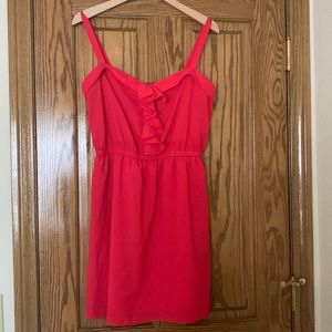 Cherry red summer dress with ruffle